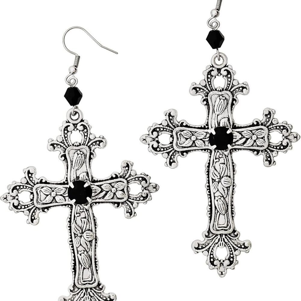 Gothic Cross Earrings Zinc Alloy Dangle Jewelry For Women Halloween Gift
